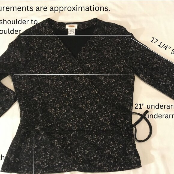 Talbots Women’s Wrap Style Blouse/Top Surplice Neck Floral 3/4 Sleeves (Sz Lg) - Picture 14 of 16